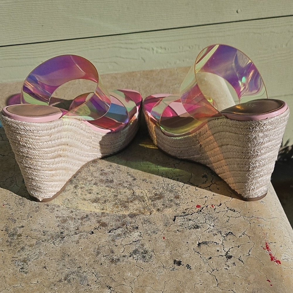 Iridescent Pink Wedge Slide - Women's Sandal - Picture 5 of 6